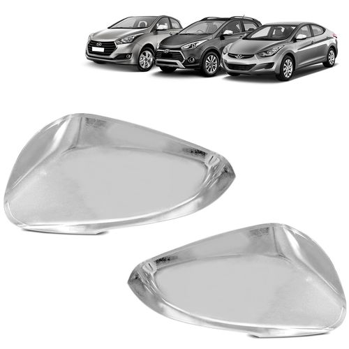 Kit Apliques de Retrovisor  Elantra Hb20 Hb20x 2012 a 2019 Cromado
