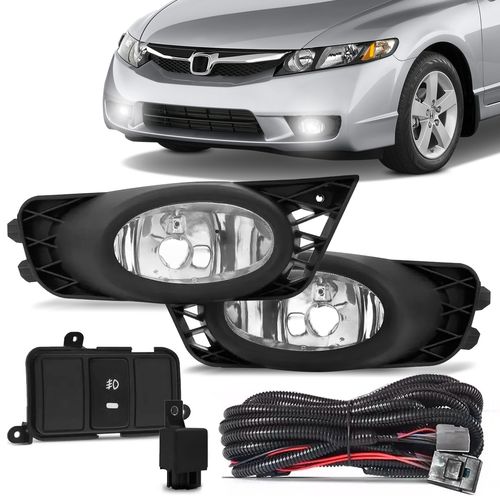 Kit Farol de Milha New Civic 2009 a 2011 Auxiliar Neblina Botão Original