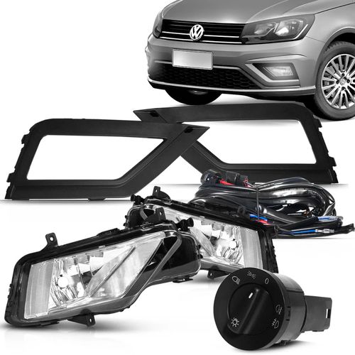 Kit Farol de Milha Gol Saveiro 2017 a 2022 Auxiliar Neblina Botão Original