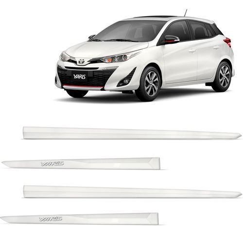Friso Lateral Yaris 2019 a 2022 Branco Perola Modelo Original