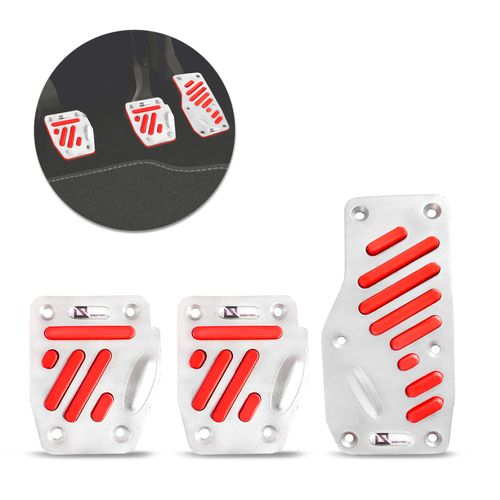 Pedaleiras Esportiva Tuning Vermelho Alumínio Anodizado M3 3 Peças