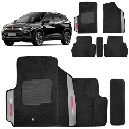 Tapete Carpete Tracker 2020 a 2023 Preto Bordado 5 Peças