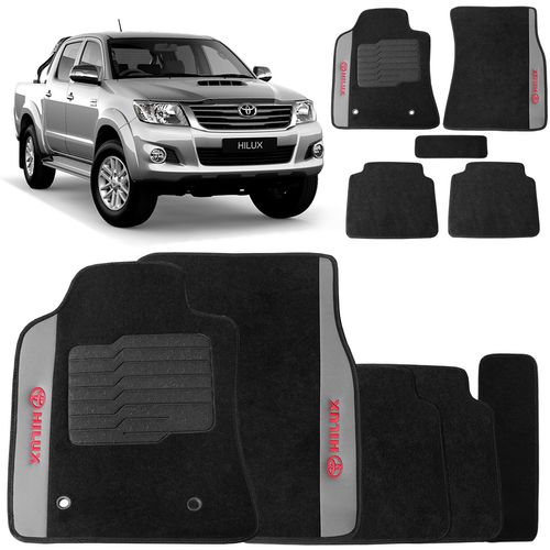 Jogo De Tapete Carpete Hilux CD 2005 a 2015 Preto 5 Pçs