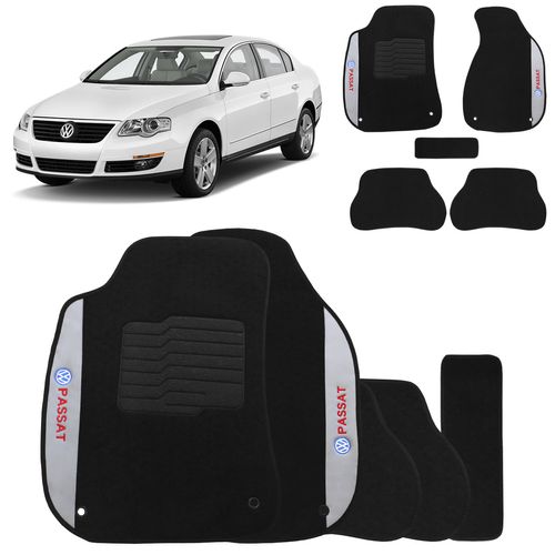Jogo de Tapete Carpete Passat 2001 a 2010 Preto Bordado 5 Pçs