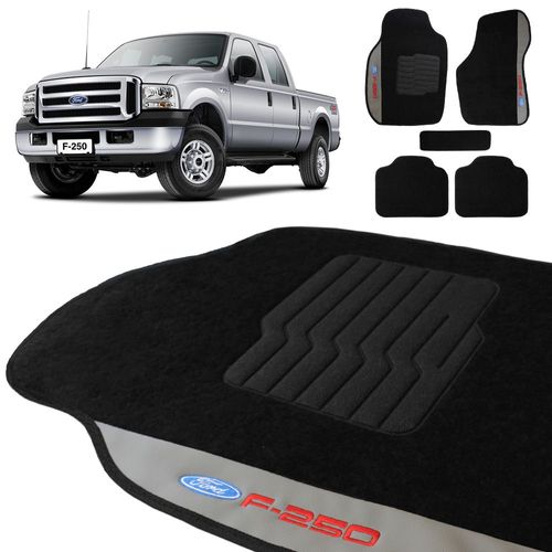 Jogo De Tapete Carpete F250 CD 2003 a 2011 Preto Bordado 5 Pçs