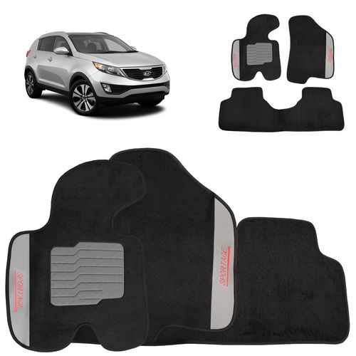 Jogo de Tapete Carpete Sportage 2011 a 2016 Preto 3 Peças