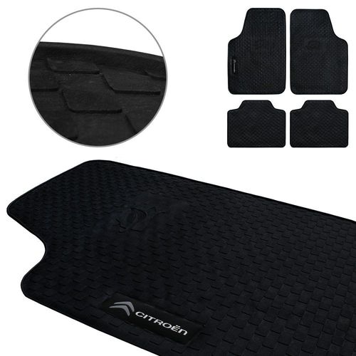 Jogo De Tapete Borracha PVC Universal Citroen Preto 4 Peças