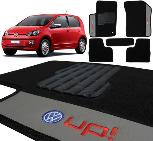 Jogo de Tapetes Carpete Volkswagen UP ! 2014 a 2018 Preto Bordado 5 Peças