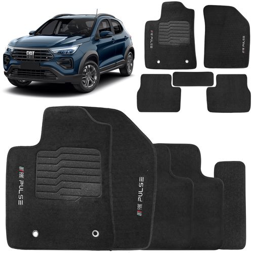 Jogo de Tapete Carpete Fiat Pulse 2022 2023 Preto 5 Peças