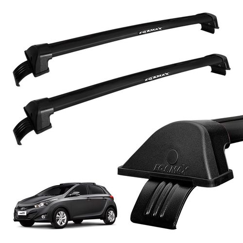 Rack Teto Travessa Hb20 Hatch 2014 a 2017 Alumínio Preto Eqmax