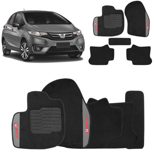 Jogo de Tapete Carpete New Fit 2009 a 2019 Preto Bordado