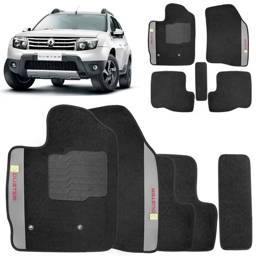 Tapete Carpete Duster 2020 a 2022 Preto Bordado 5 Peças