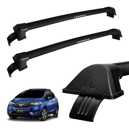 Rack de Teto Travessa  Fit 2015 em Alumínio Preto Eqmax