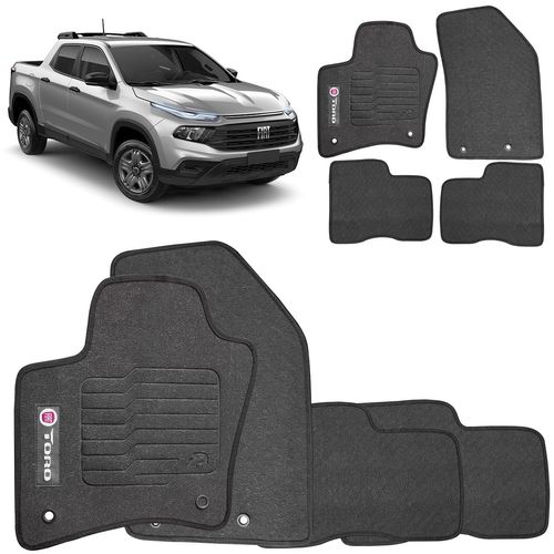 Jogo de Tapete Borracha Fiat Toro 2016 a 2023 Em PVC