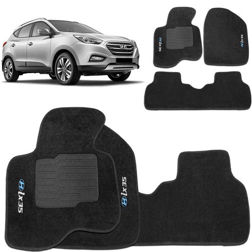 Tapete Carpete IX35 2011 a 2022 Preto 3 Peças