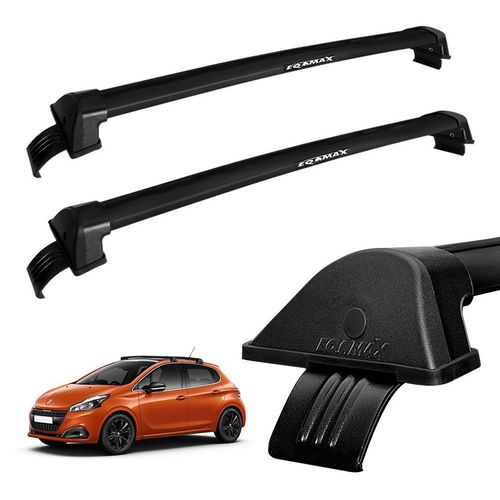 Rack Teto Bagageiro Pegeout 208 2013 a 2019 Alumínio Preto Eqmax