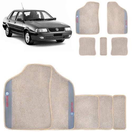 Jogo de Tapete Carpete Volkswagen Santana 1989 a 2002 Bege 5 Peças
