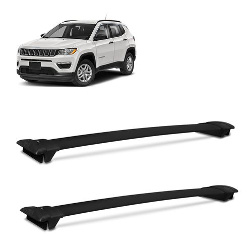 Rack Travessa de Teto Jeep Compass 2016 a 2023 Alumínio Preto