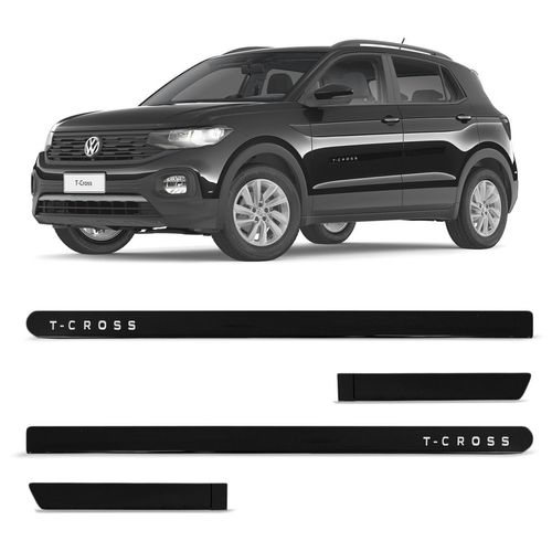 Jogo de Friso Lateral T-Cross 2019 2021 Preto Ninja Slim
