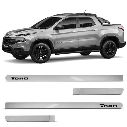 Jogo de Friso Lateral Fiat Toro 2016 a 2023 Prata Melfi Slim