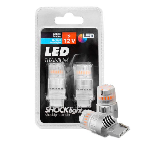 Par Lâmpada Led Ambar Pingão T20 23 SMD-4014/3030 7440 1 Polo 6000k 12v