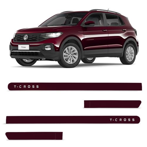 Jogo de Friso Lateral T-Cross 2019 a 2021 Vermelho Crimson Slim