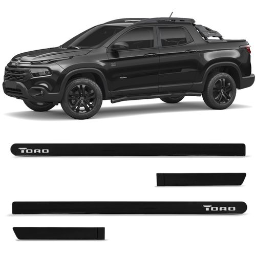 Jogo de Friso Lateral Fiat Toro 2016 a 2023 Preto Carbon Slim