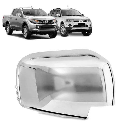 Aplique Retrovisor L200 Triton Pajero Dakar 2008 a 2016 Cromado Lado Direito