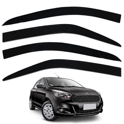 Calha Defletor De Chuva Ka Hatch Sedan 2016 a 2019 Acrilico Inteiriça