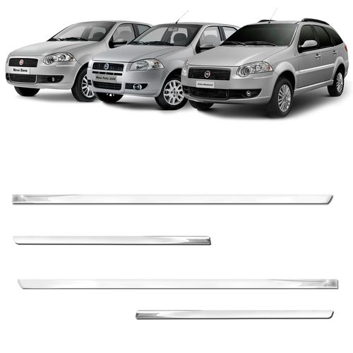 Friso Lateral Fiat Palio Siena 2008 a 2016 Palio Weekend 2004 a 2016 Cromado Slim Modelo Original