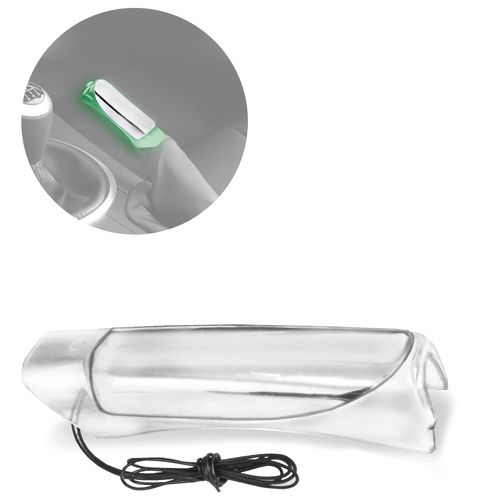 Capa Aplique Cromado de Freio de Mão Led Verde Universal Abs