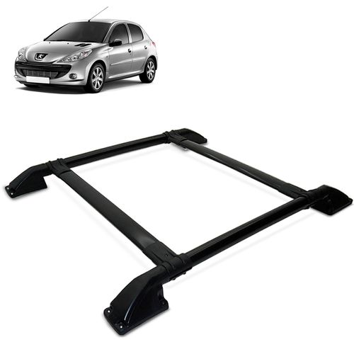 Rack De Teto Bagageiro Peugeot 206 1998 a 2010 Tubolar Preto