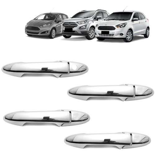 Capa Maçaneta Ecosport New Fiesta Ka 2011 a 2021 Cromada