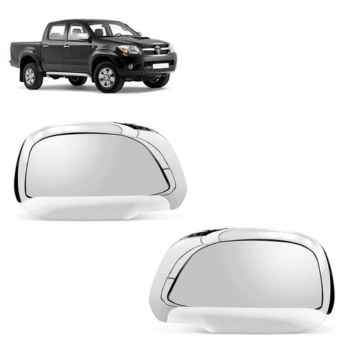 Par de Aplique de Retrovisor Cromado Hilux 2005 a 2011 Sem Pisca