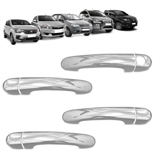 Aplique de Maçaneta Fiat Palio Mobi Siena Strada Idea Grand Siena Cromado