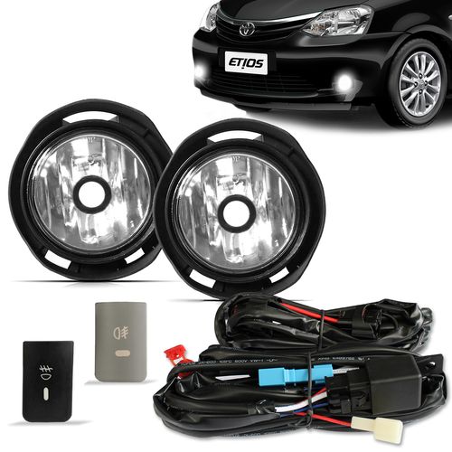 Kit Farol de Milha Etios 2012 a 2021 Auxiliar Neblina Botão Original