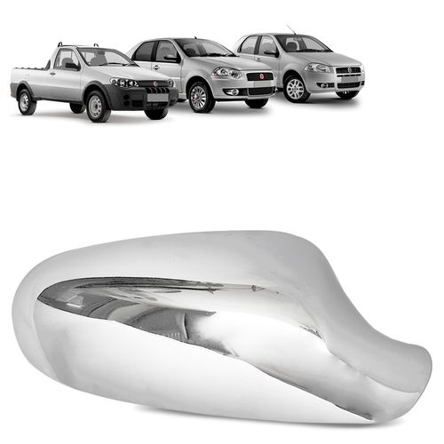 Aplique Retrovisor Fiat Palio Siena Strada 2004 a 2011 LD Cromado