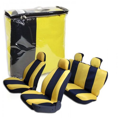 Capa de Banco Automotivo Universal Tecido Preto e Amarelo