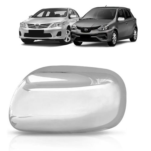 Aplique Retrovisor Etios e Corolla 2009 a 2014 Cromado Lado Esquerdo S/Pisca