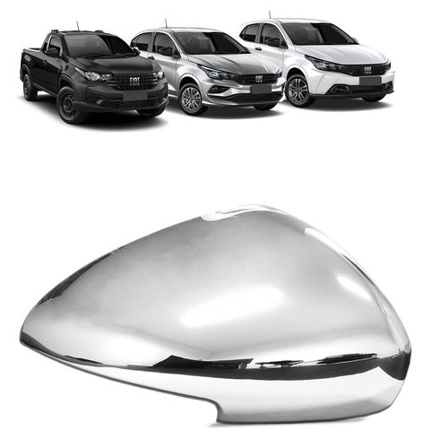 Aplique Capa de Retrovisor Cromado Fiat Argo Cronos Strada 2018 a 2023 Lado Direito