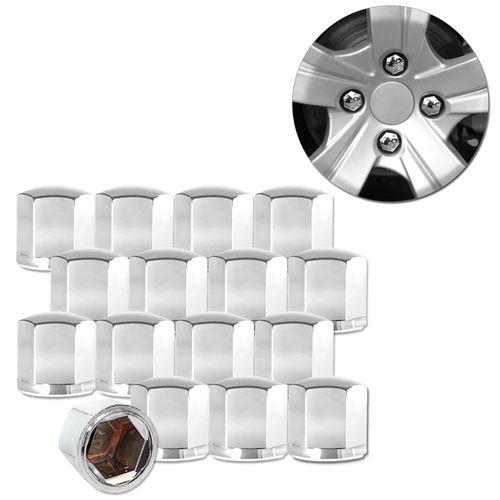 Kit Capa de Parafuso Cromado Lisa 19mm 16 Unidades Universal