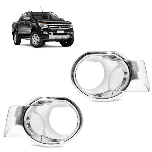 Moldura Do Farol de Milha Ford Ranger 2013 a 2016 Cromado
