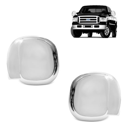 Par de Aplique de Retrovisor F-250 1999 a 2011 Cromado
