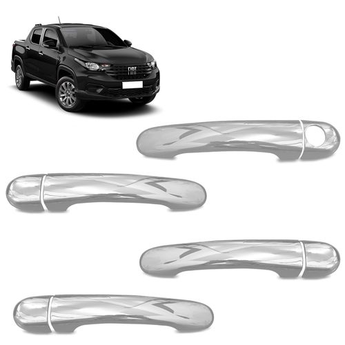 Aplique Capa de Maçaneta Fiat Strada 2021 a 2023 Cromada ShekParts