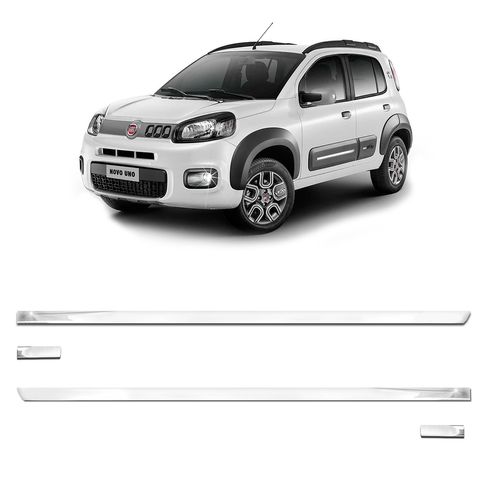 Friso Lateral Fiat Uno Evo Way 2010 a 2021 Cromado Slim 4 Portas