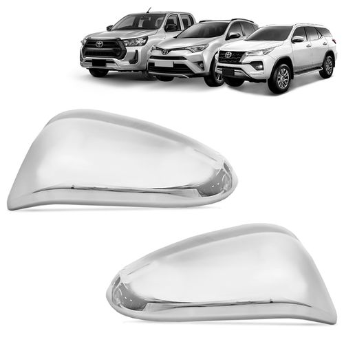 Par de Aplique Retrovisor Hilux RAV4 SW4 Corolla Cross Cromado