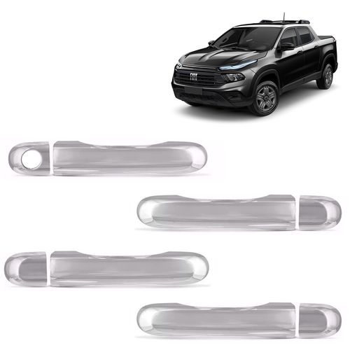 Aplique Capa de Maçaneta Fiat Toro 2016 a 2023 Cromada Sem Keyless