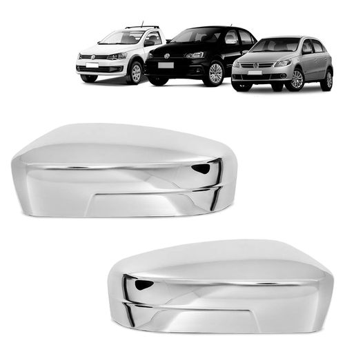 Par de Aplique Retrovisor Gol Voyage Saveiro 2008 a 2013 Cromado