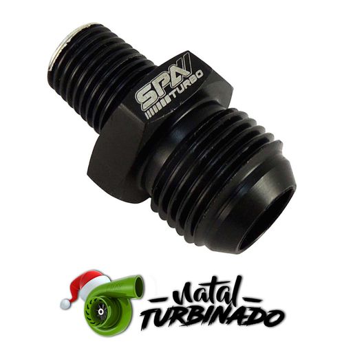 Niple em alumínio billet 8AN para 1/4" NPT - Sem uso no estado.