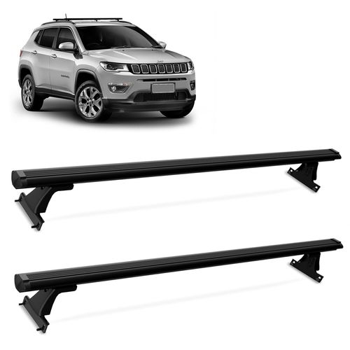 Rack de Teto Travessa Jeep Compass 2017 a 2023 Alumínio Preto Bepo